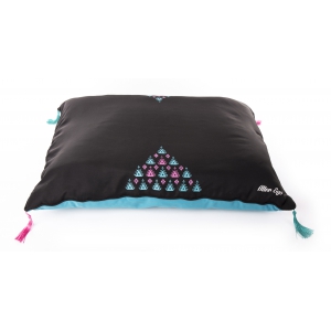 Coussin rectangulaire Alter Ego - Collection Ethnique - Noir Turquoise