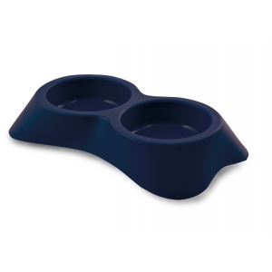 Plastic double bowl for dog - blue