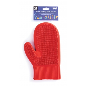 Rubber brushing glove for dogs and cats