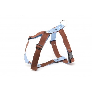Harnais nylon bleu & marron - M - 4 x 65 à 100 cm