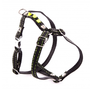 Dog black fluo harness - nylon black & yellow