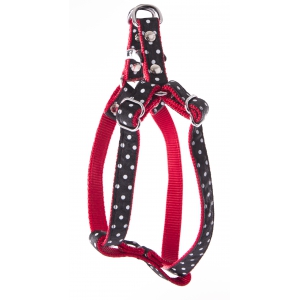 Dog harness - nylon black peas