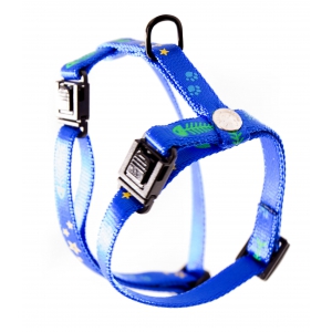 Harness for cat - Fish & Star - blue