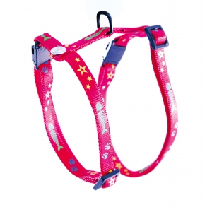 Harness for cat - Fish & Star - red