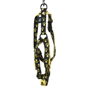 Black yellow dog harness - original paw