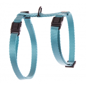 Harnais réglable nylon uni pour chat - Turquoise