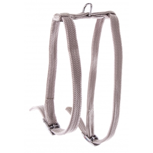 Plain Adjustable Nylon Tubular Harness for Cat - Grey