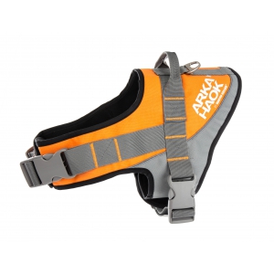 Harnais veste pour chien - Arka Haok - Taille S - ORANGE - longueur corps 15cm - tour de poitrail 38 à 44cm - tour de cou 32 à 38cm