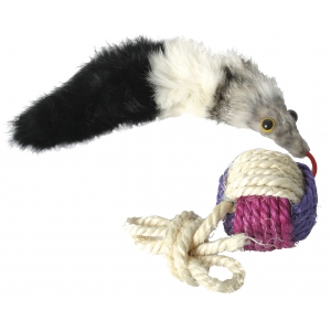 Jouet pour chat - boule sisal et fourrure