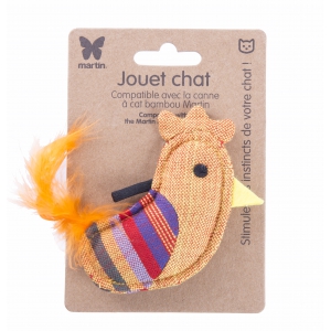 Cat toy - Yellow rooster - ethnic fabric