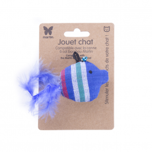 Cat toy - Blue bubble fish - ethnic fabric