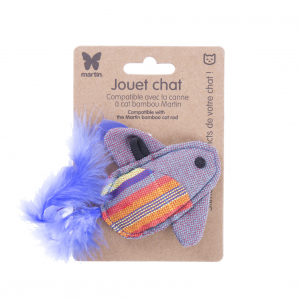 Jouet pour chat - Poisson volant bleu - tissu ethnique