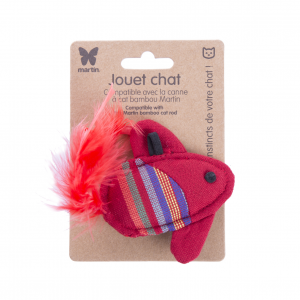 Cat toy - Red flying fish - ethnic fabric