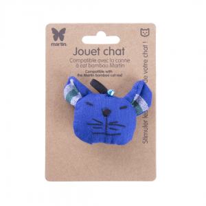 Cat toy - Blue cat head - ethnic fabric