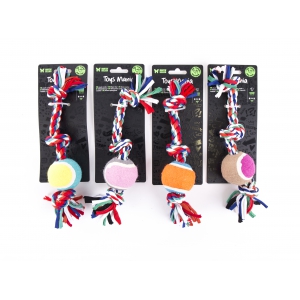 Toy for small dogs and puppies - Set of 4 ropes + tennis ball