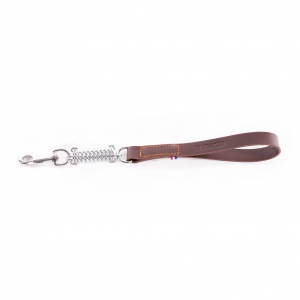 Laisse amortisseur en cuir marron - L.50 x l.2.5 cm
