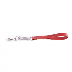Laisse amortisseur en cuir rouge - L.50 x l.2.5 cm