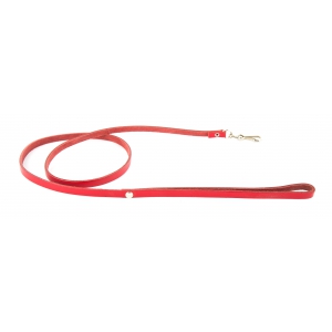 Dog riveted lead - full-grain leather - red