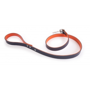 Allure leash in Grey/Orange leather - L.100 x W.1,9 cm