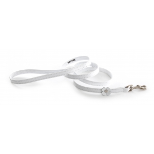 White leather dog lead - leather fancy leatherwork clover