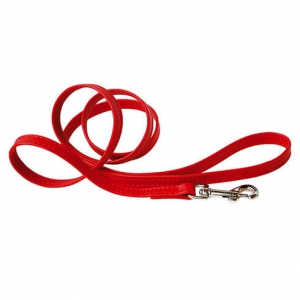 Laisse cuir façon agneau rouge