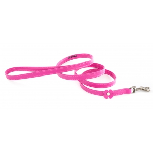 Laisse cuir fuchsia pour chien - cuir fantaisie trèfle peausserie