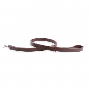 Brown leather lead for dogs - double thickness