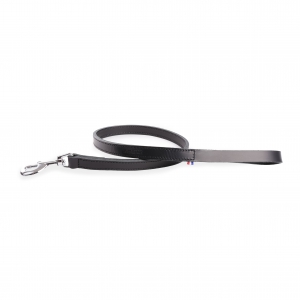 Black leather lead for dogs - double thickness