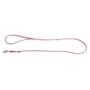 Pink leather lead for dog - classic colorful leather riveted