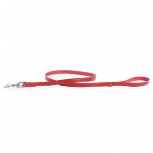 Red leather lead for dogs - Coupe franc riveted