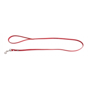 Red leather lead for dog - classic colorful leather riveted