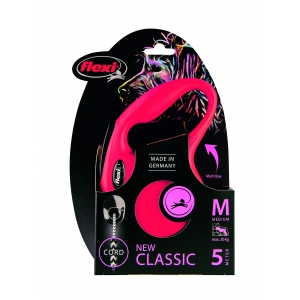 Laisse enrouleur pour chien - Flexi - new classic cordon rouge