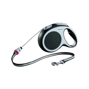 Dog retractable lead - Flexi vario grey cord - M up to 20kg - 8m