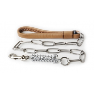 Lead with a leather handle, chain, and spring, 92x2.0 cm (ex LC00985)