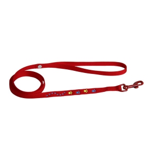 Lead for cat - cat paws - red