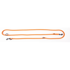 Multiposition dog lead - rounded nylon - orange - 1,3 x 192 cm 