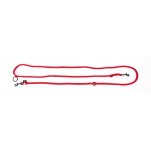Multiposition dog lead - rounded nylon - red - 1,3 x 192 cm 