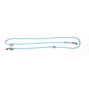 Multiposition dog lead - rounded nylon - blue turquoise - 1,3 x 192 cm 