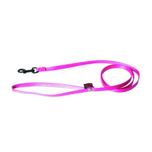 Dog lead - rounded nylon - rifle carabiner - pink