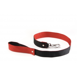 Dog nylon lead - red & black