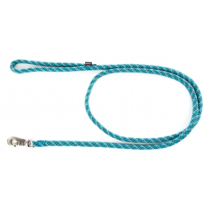 Reflective rounded nylon dog lead - blue