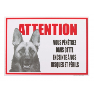 Panel, dog guard plate - German Shepherd Warning (French)