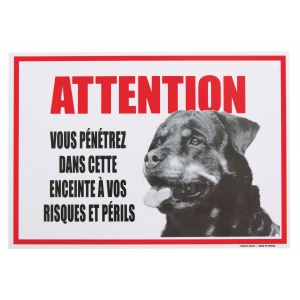 Panel, dog guard plate - Attention Shepherd Rottweiler (French)