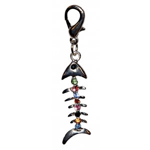 Fish dog pendant set with multicolored rhinestones 4,0cm