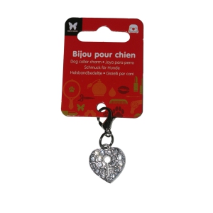 Dog dog pendant - Heart with rhinestone crystal