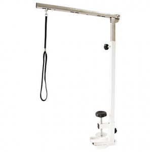 Adjustable universal bracket for dog grooming table - 2 positions