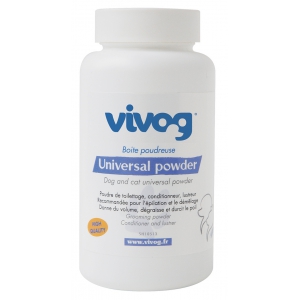 Universal powder 2 in 1 for dogs and cats: Dry hair shampoo and hardener - Vivog