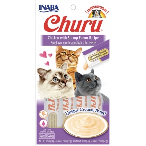 Purée CHURU au Poulet pour Chat  - Saveur Poulet et Crevette x12