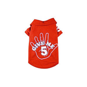 Dog T-shirt Give me 5 - red