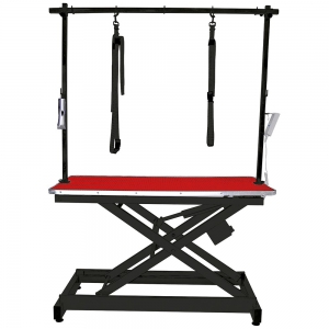 Table électrique grand chien Vivog - châssis hyper stable en X - plateau bois - TA150B - Rouge